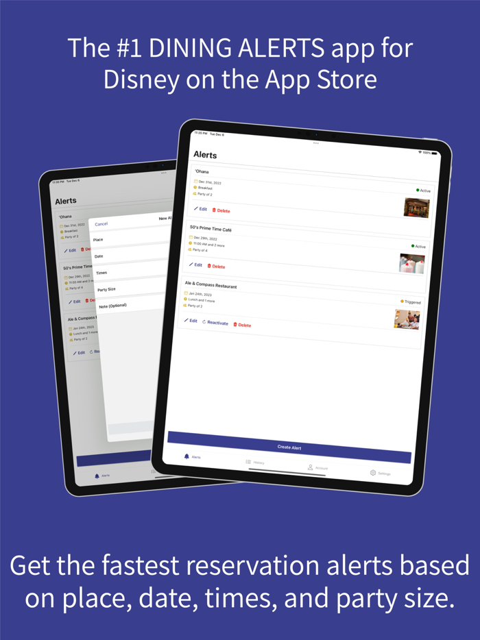 Dining Alerts for Disney Parks