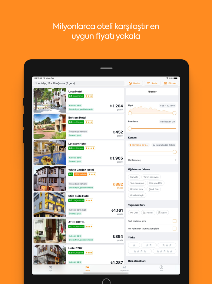 Enucuz - Uçak Bileti, Otel