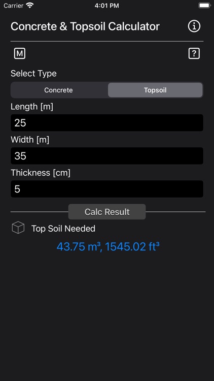 Concrete & Topsoil Calculator