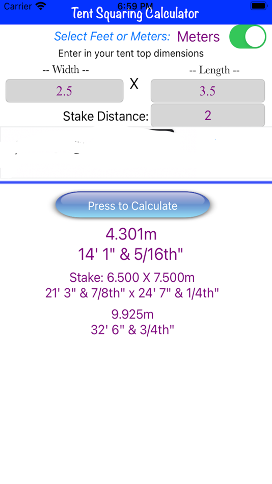 Tent Squaring Calculator by Brian Miranda (iOS Apps) — AppAgg