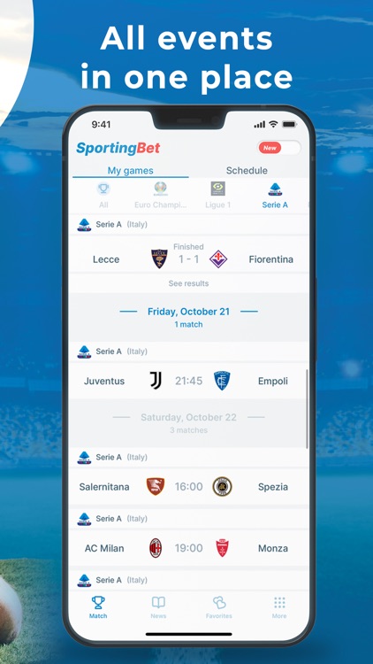 SportingBet: Live Schedule
