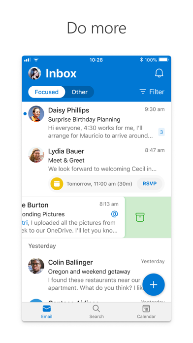 Microsoft Outlook Screenshot on iOS