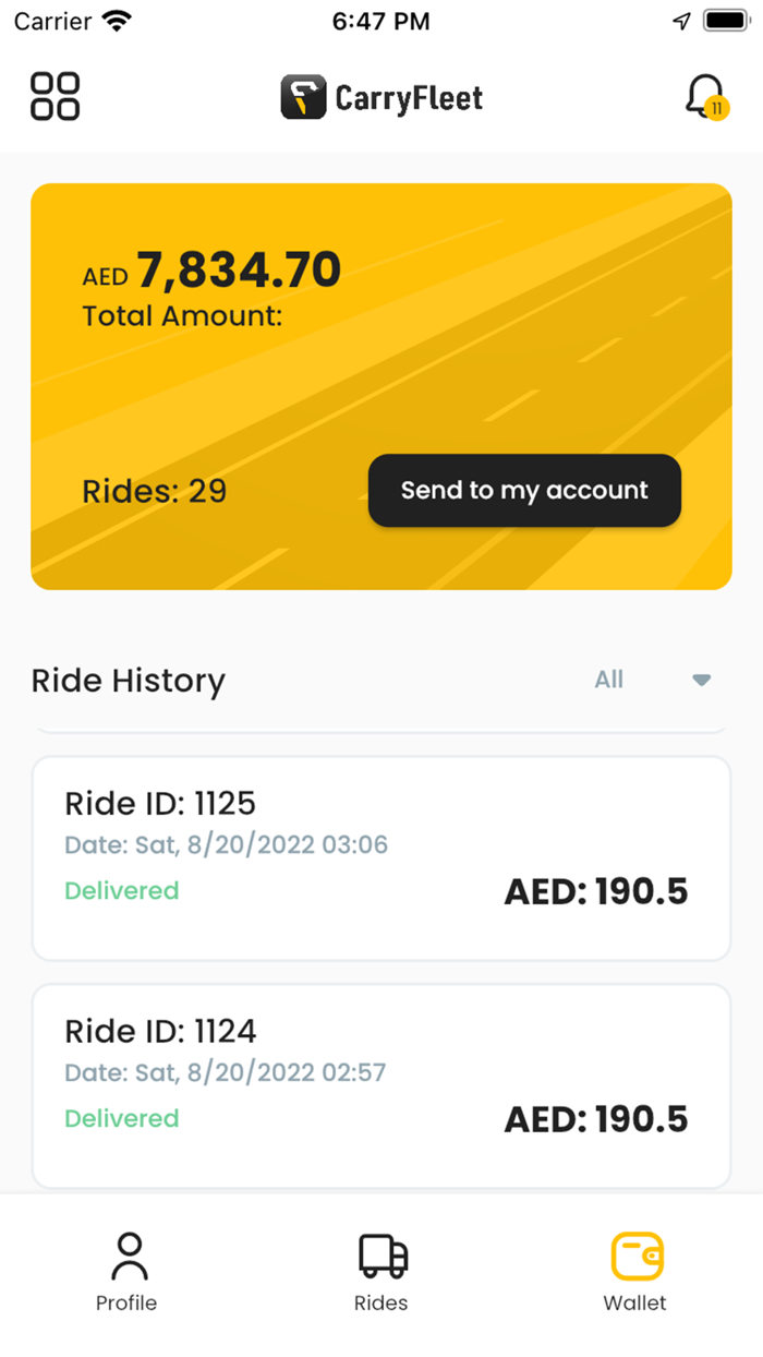 CarryFleet Rider App