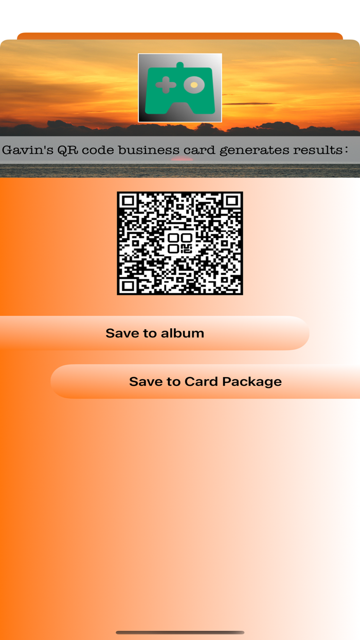 Gavins QR code business card