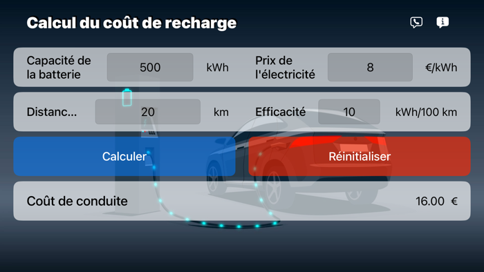 Calcul du coût de recharge