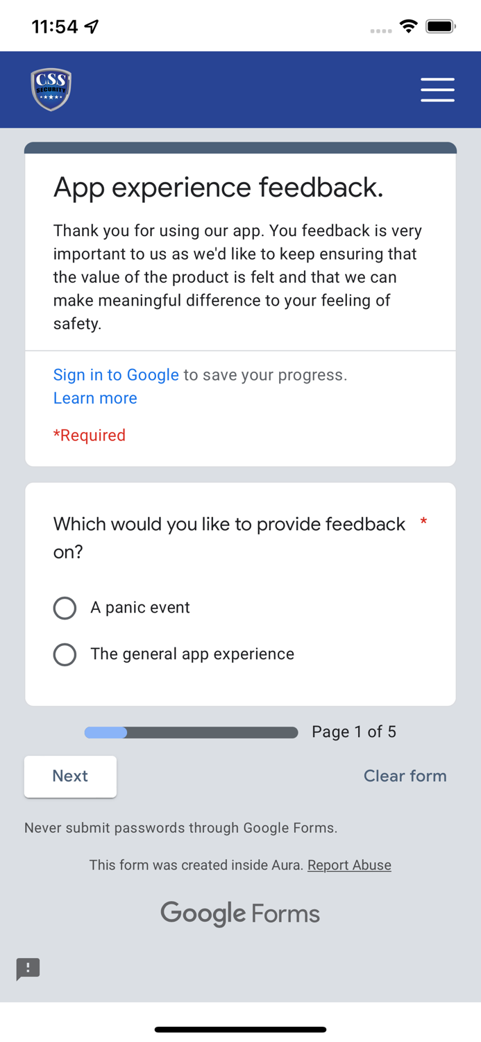 CSS Security Panic App