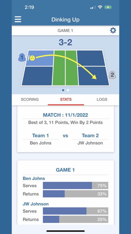 Dinking Up - Pickleball Scores