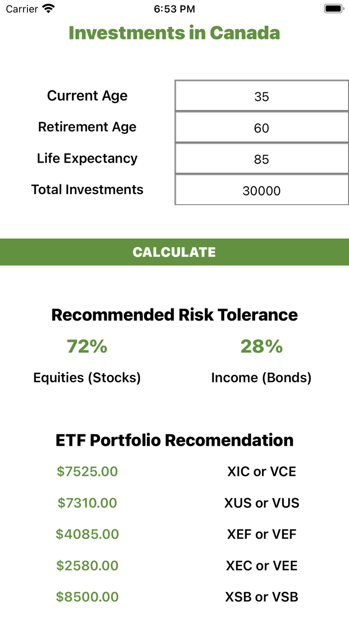Investments in Canada