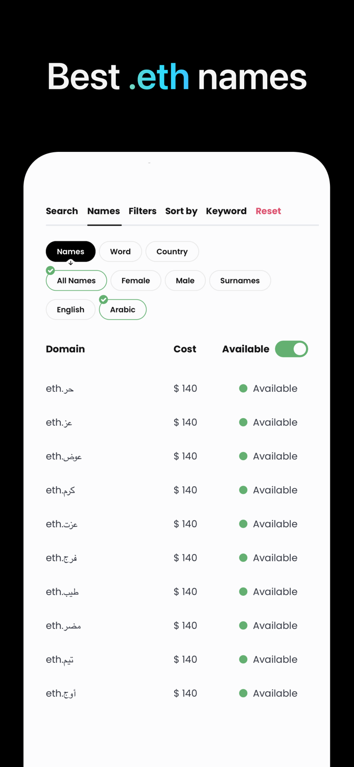 UPYO ENS Find Best .ETH Names