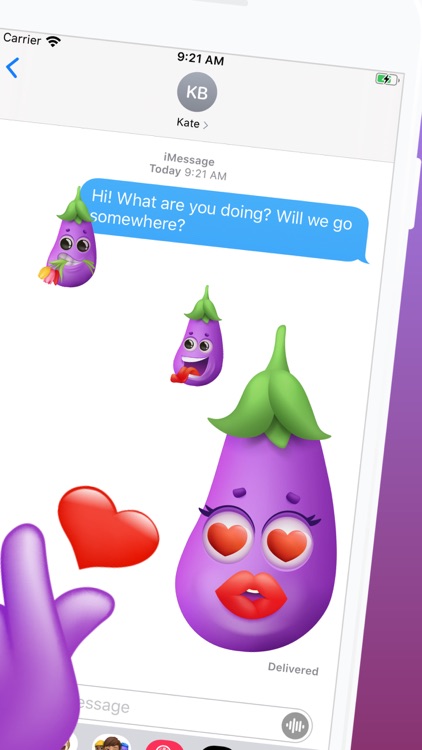 Eggplant 3D Emoji Stickers App