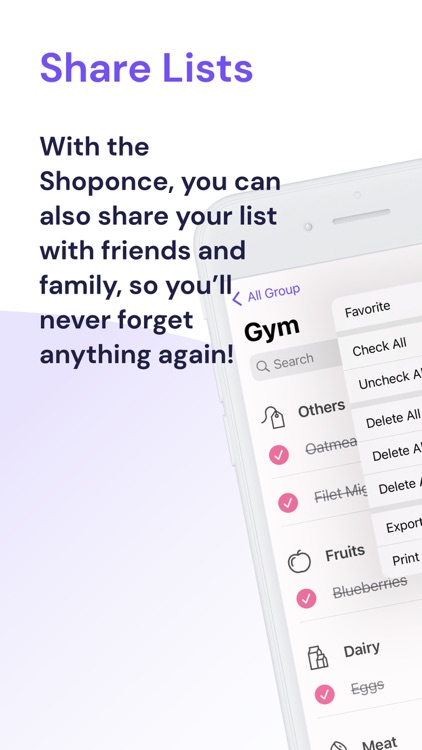 Shoponce: Grocery List