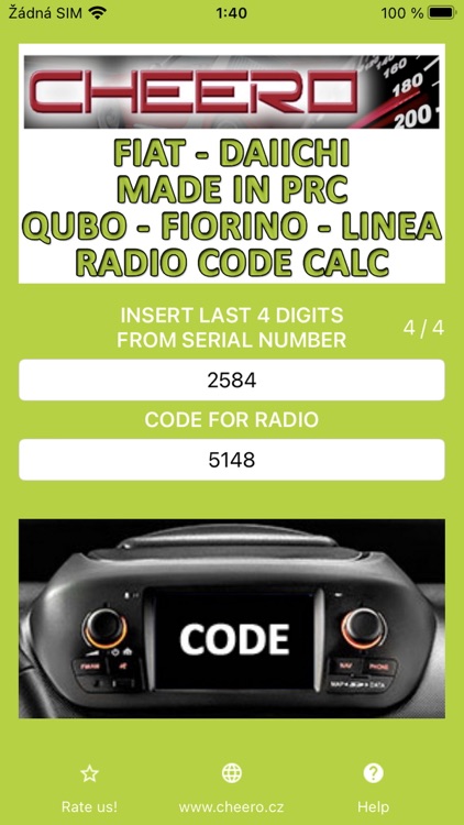 RADIO CODE for FIAT DAIICHI