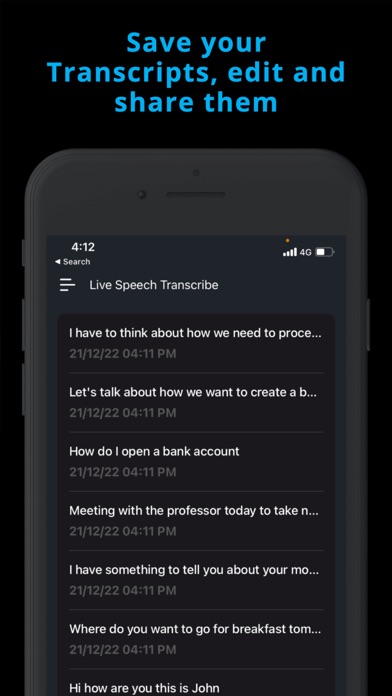 Dictation to text - Transcript screenshot 3