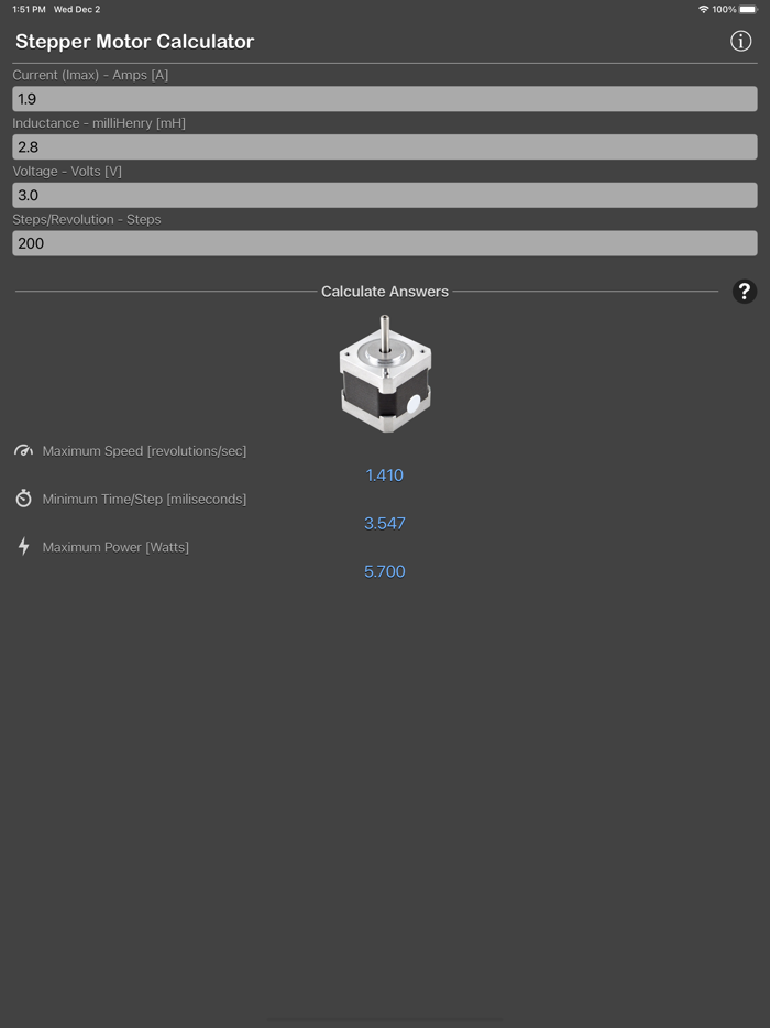 Stepper Motor Calculator