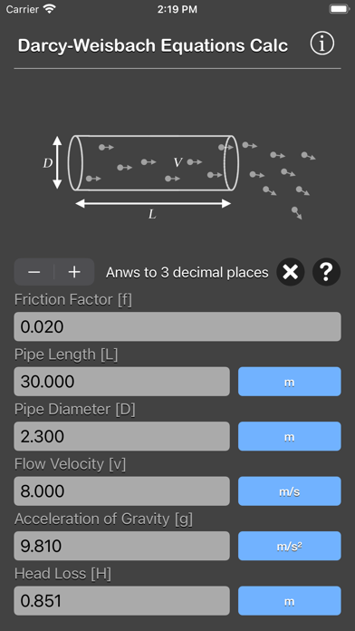 Darcy Weisbach Equations Calc screenshot 2
