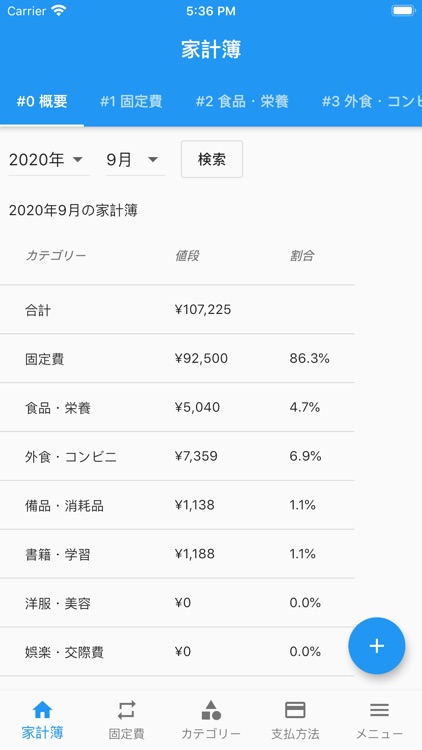 シンプルな家計簿