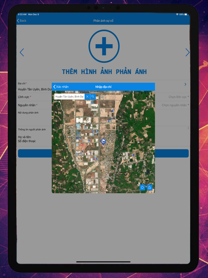 Phản ánh sự cố Bình Dương