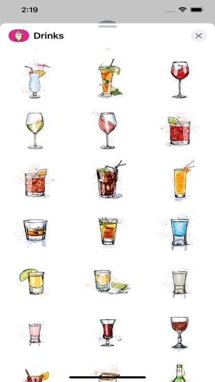 Cocktails and Drinks Stickers