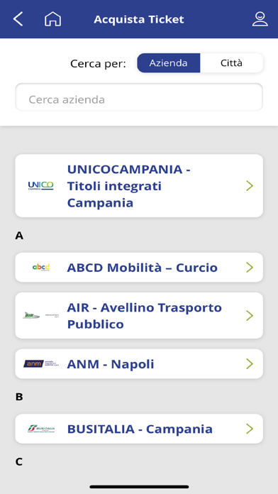 Screenshot of UNICO Campania app2