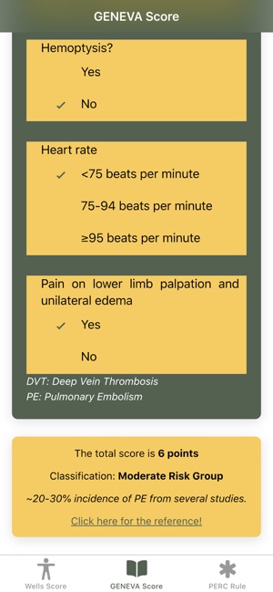 Pulmonary Embolism Score On The App Store