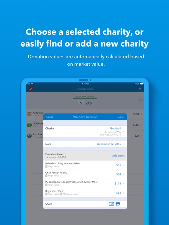 ItsDeductible Donation Tracker – Maximize your charitable donation tax deductions screenshot