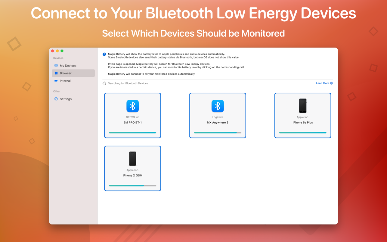 Magic Battery 7.4.1 Mac 破解版 蓝牙设备电池电量显示工具