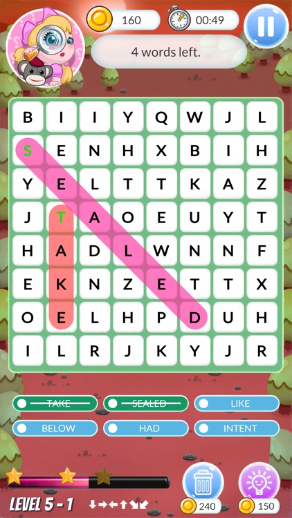 Word search find hidden words