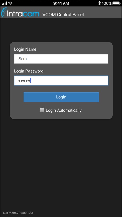 VCOM WebRTC Control Panel