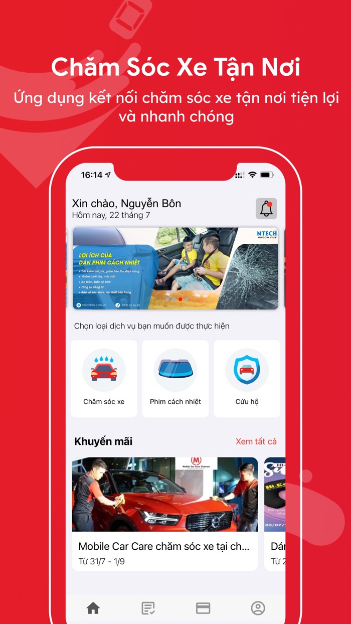 Carus - Đặt lịch chăm sóc xe