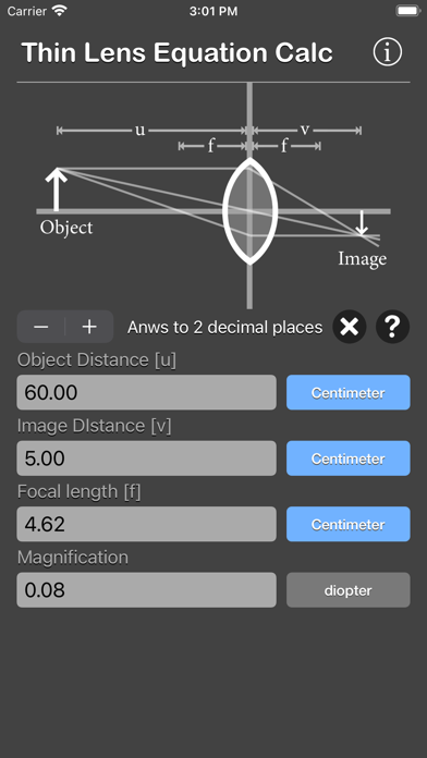 Thin Lens Equation Calc screenshot 3