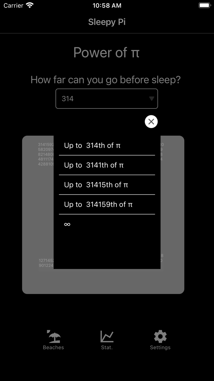 Sleepy Pi - power of π