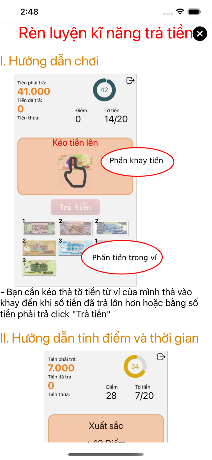 Rèn luyện kỹ năng trả tiền