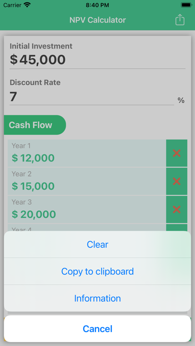 NPV Calculator by ND, calc screenshot 3