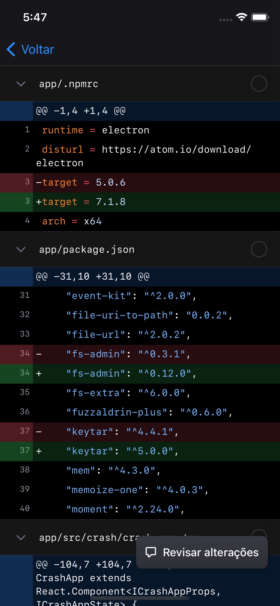Screenshot do app GitHub