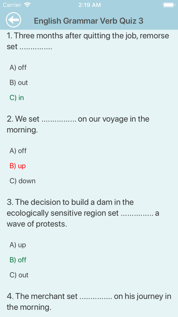 English Grammar Verbs Quiz