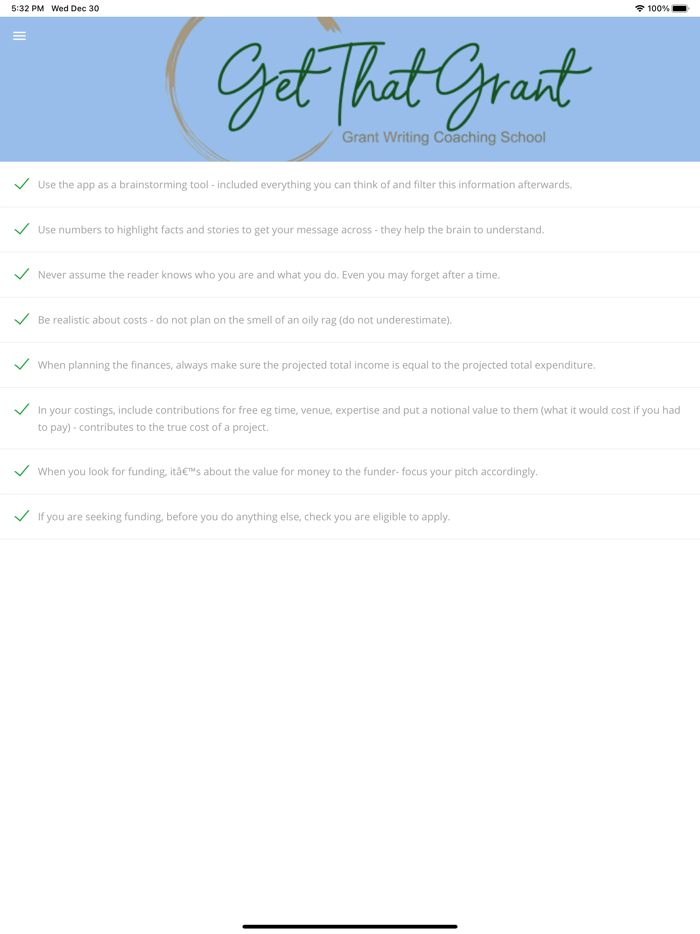 Get That Grant Planning App
