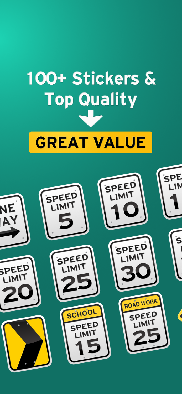 100 Glossy Road Signs