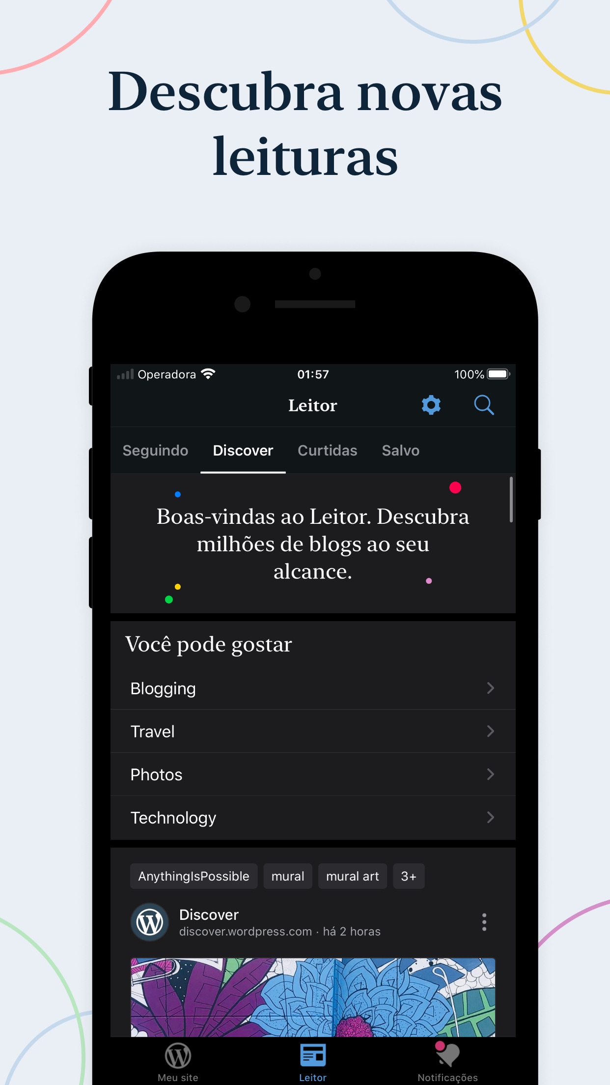 Screenshot do app WordPress