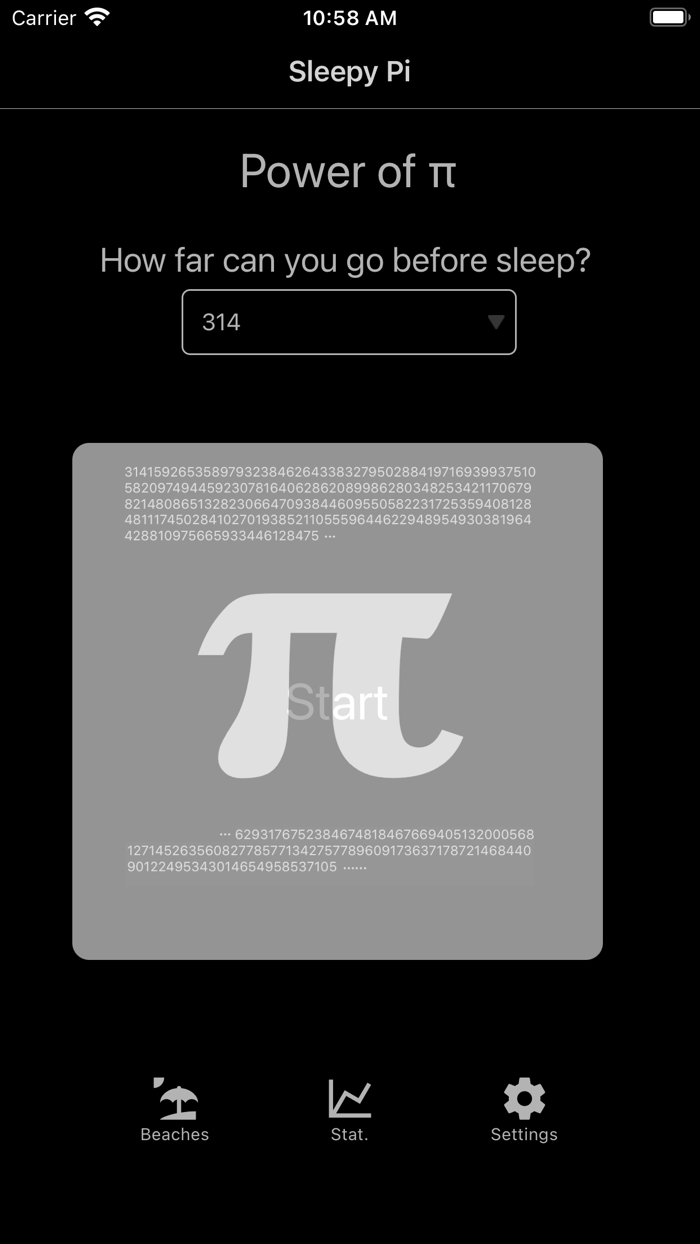 Sleepy Pi - power of π