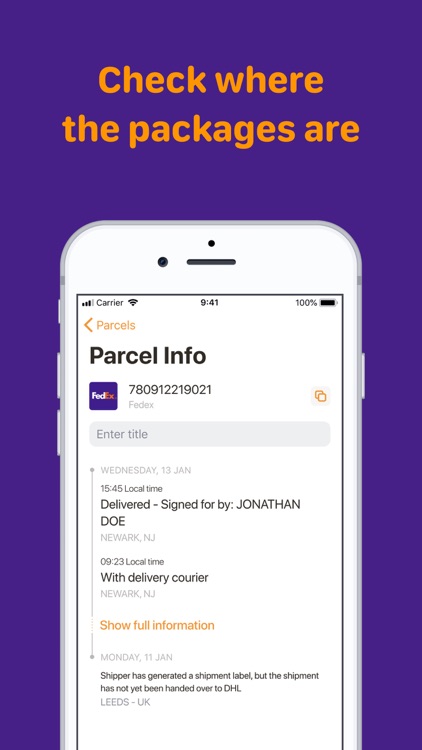 Parcelle: Tracking Packages