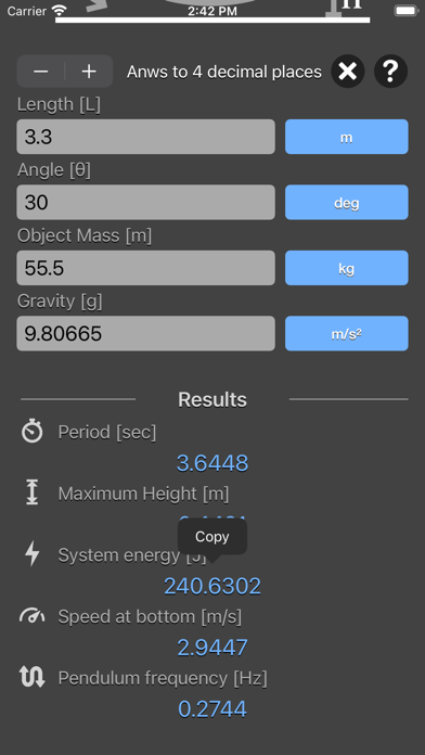 Simple Pendulum Calculator screenshot 4