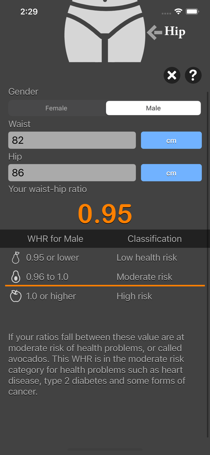 Waist to Hip Ratio Calc