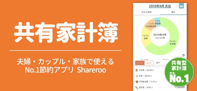 家計簿を共有 人気かけいぼ Shareroo をapp Storeで