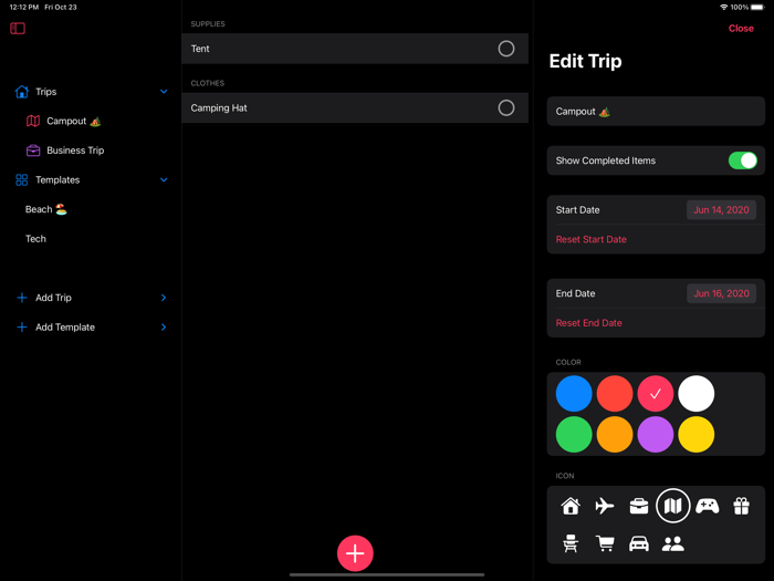 Trips - Packing List Manager