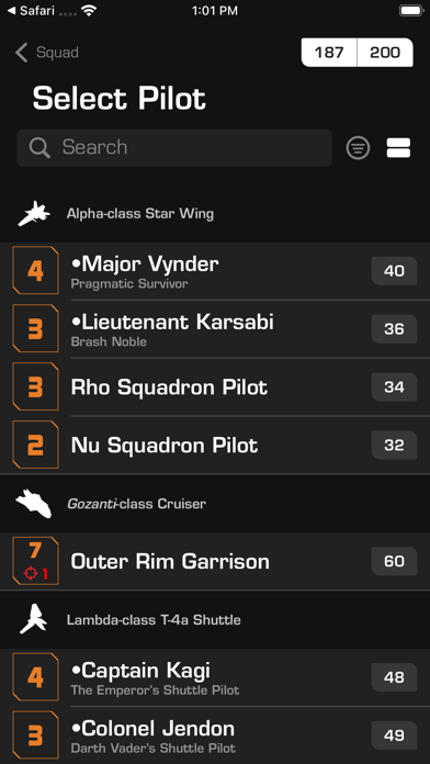 X-Wing Second Ed Squad Builder screenshot 5