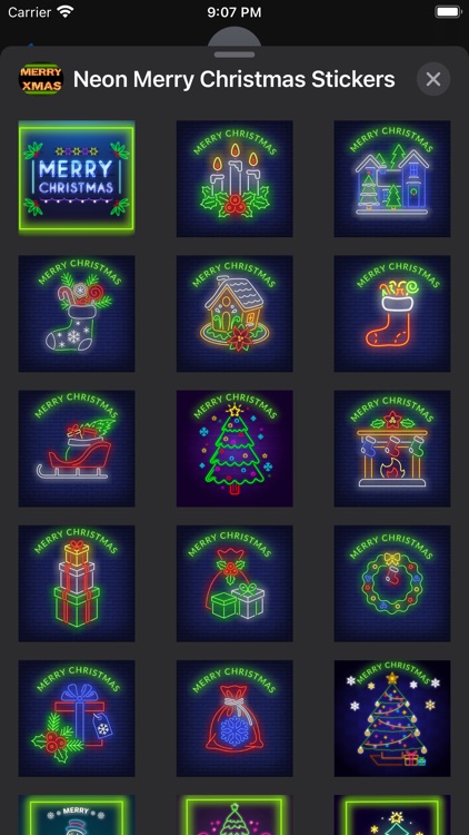 Neon Merry Christmas Stickers