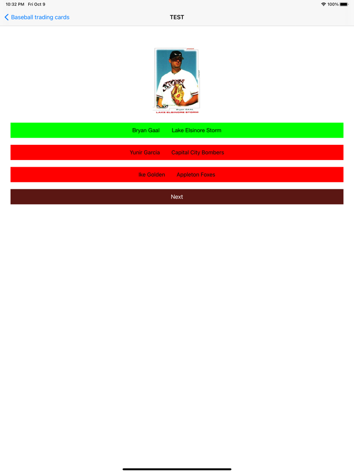 Baseball trading cards PRO