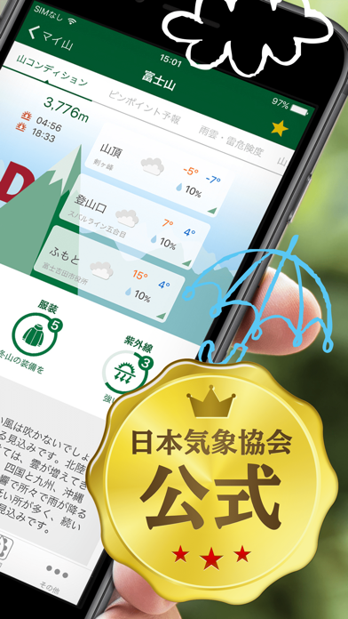 tenki.jp 登山天気-山頂やルートの天気予報アプリ ScreenShot1