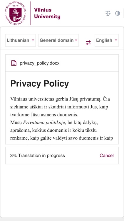 Vilnius University translator screenshot-3