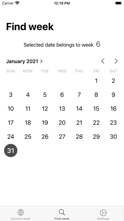 current week number 2021